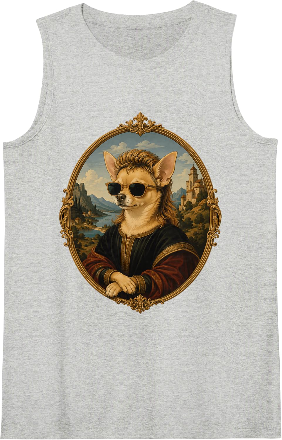Cool Chihuahua Portrait Sunglasses Renaissance Tank Top - Heather Grey