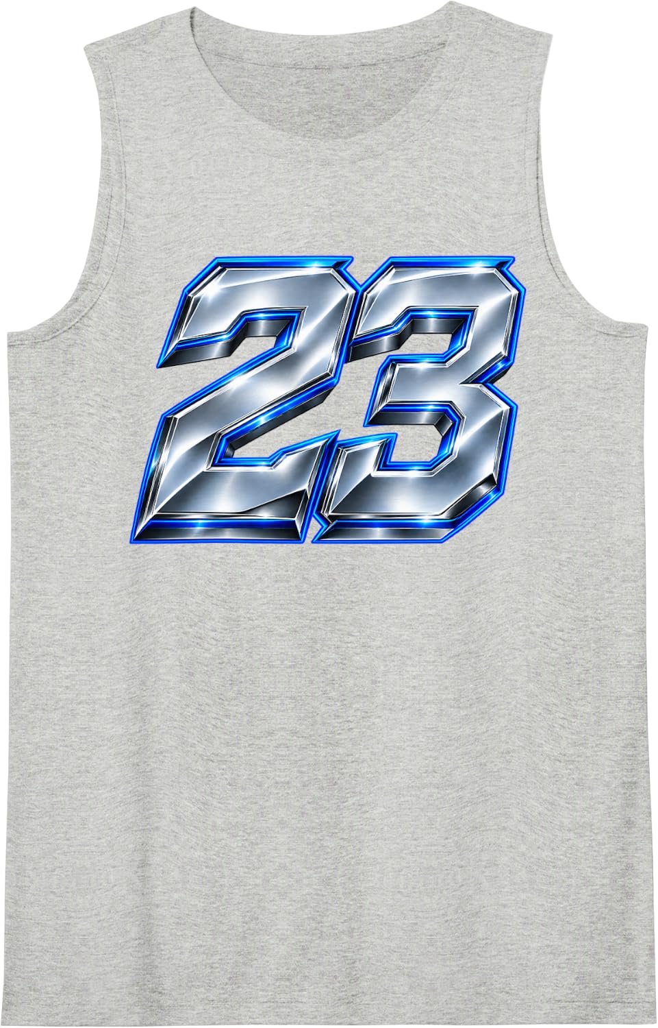 Sports Team Electric Blue Number 23 Sleeveless Tank Top - Heather Grey