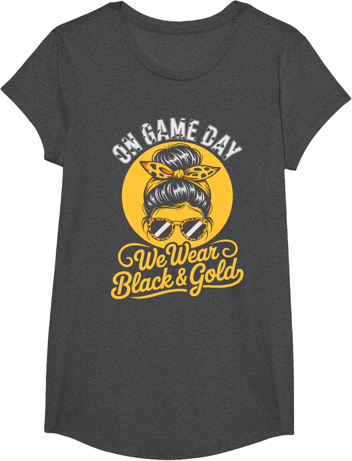 Vintage On Game Day WE WEAR Black Gold High School Game T-Shirt - Girls Dark Heather Grey