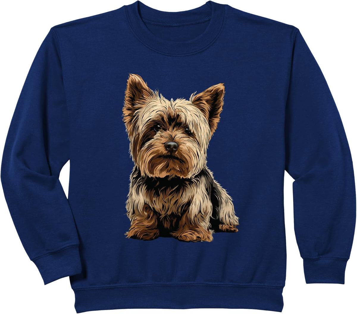 Yorkshire Terrier Dog Illustration Yorkie Sweatshirt - Navy Blue