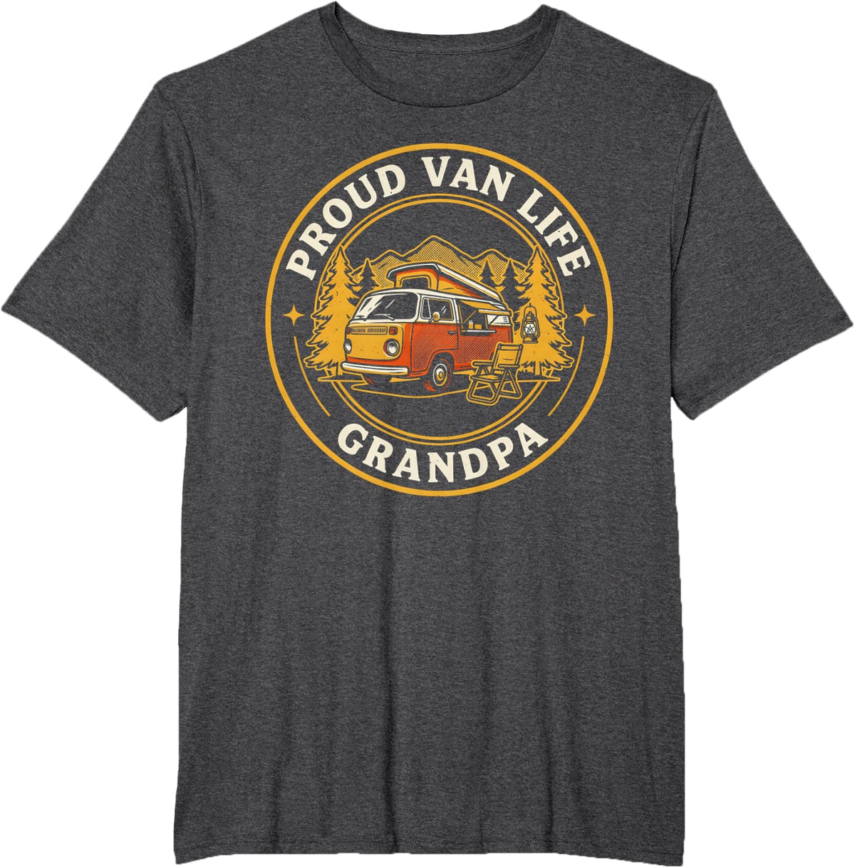 Grandpa Minivan Camping Life Camper RV Travel Adventure Path T-Shirt - Dark Heather Grey