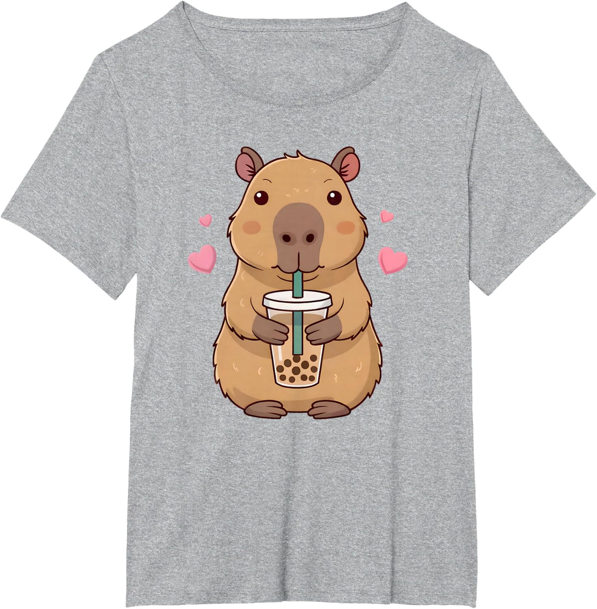 Cute Capybara Boba Tea Bubble Rodent Anime Kawaii Lover Kids T-Shirt - Heather Grey