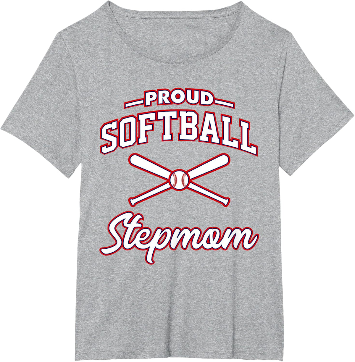 Proud Softball Stepmom T-Shirt - Heather Grey