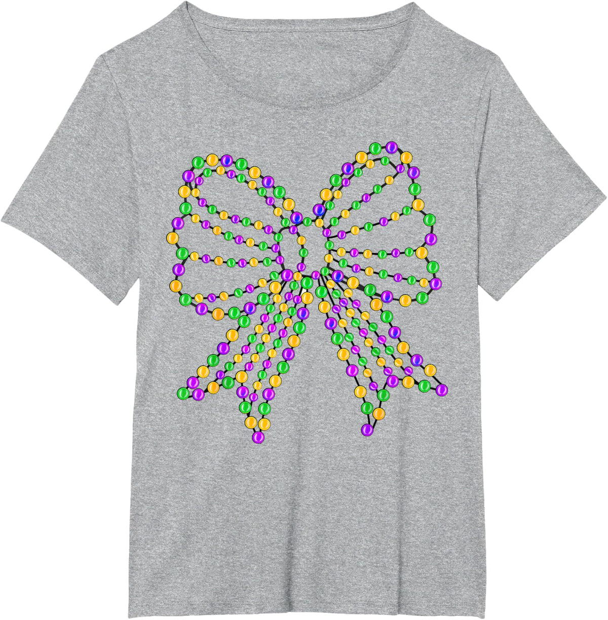Coquette Bow Mardi Gras Beads T-Shirt - Heather Grey