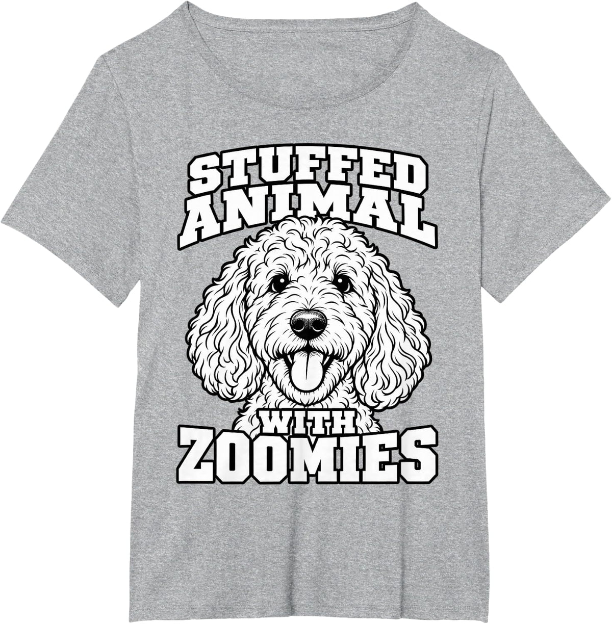 Goldendoodle Stuffed Animal with Zoomies Dog Dad Funny Curly T-Shirt - Heather Grey