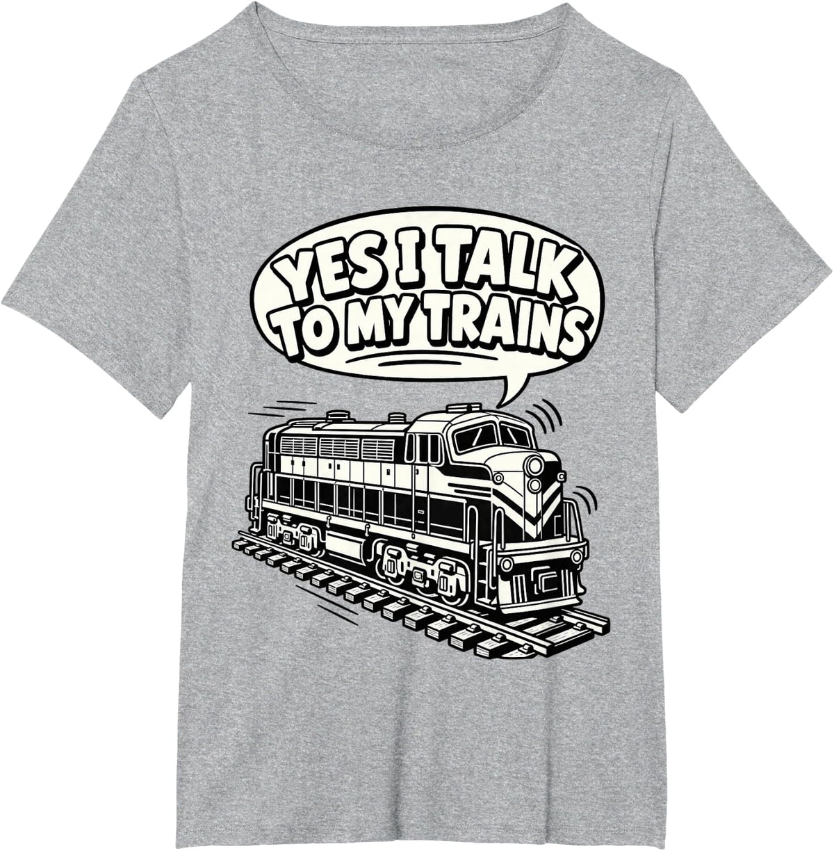 Model Train Yes I Talk to My Trains Funny Railfan T-Shirt - Heather Grey