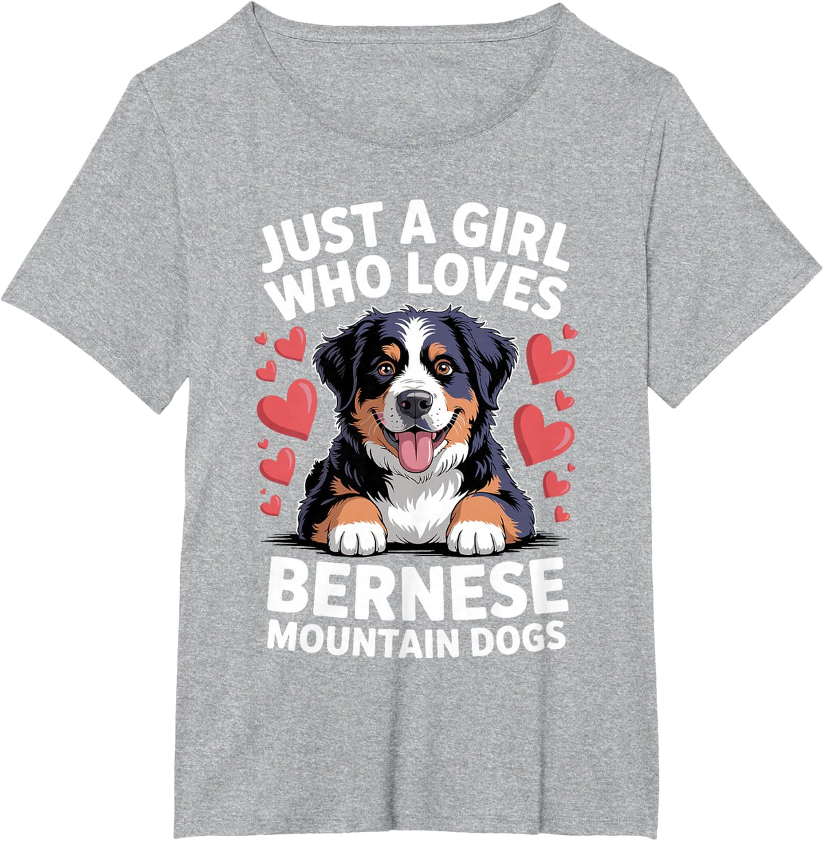 Bernese Mountain Dog Art for Women Girls Berner Sennenhund T-Shirt - Heather Grey