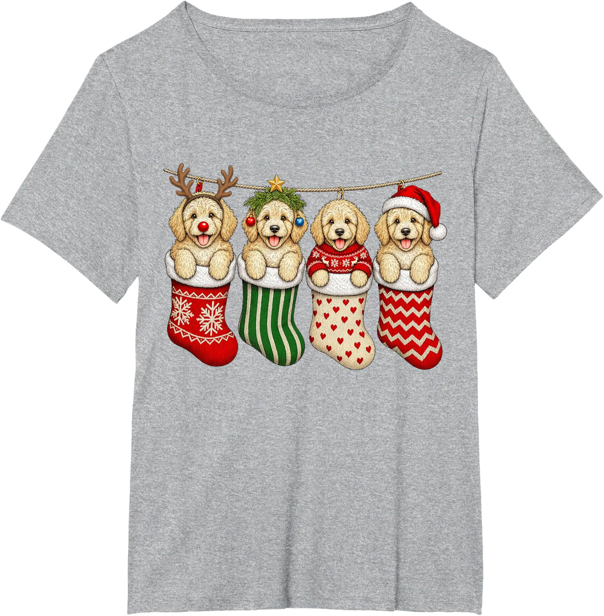Goldendoodle Christmas Golden Doodle Dog Mom Dad Xmas T-Shirt - Heather Grey