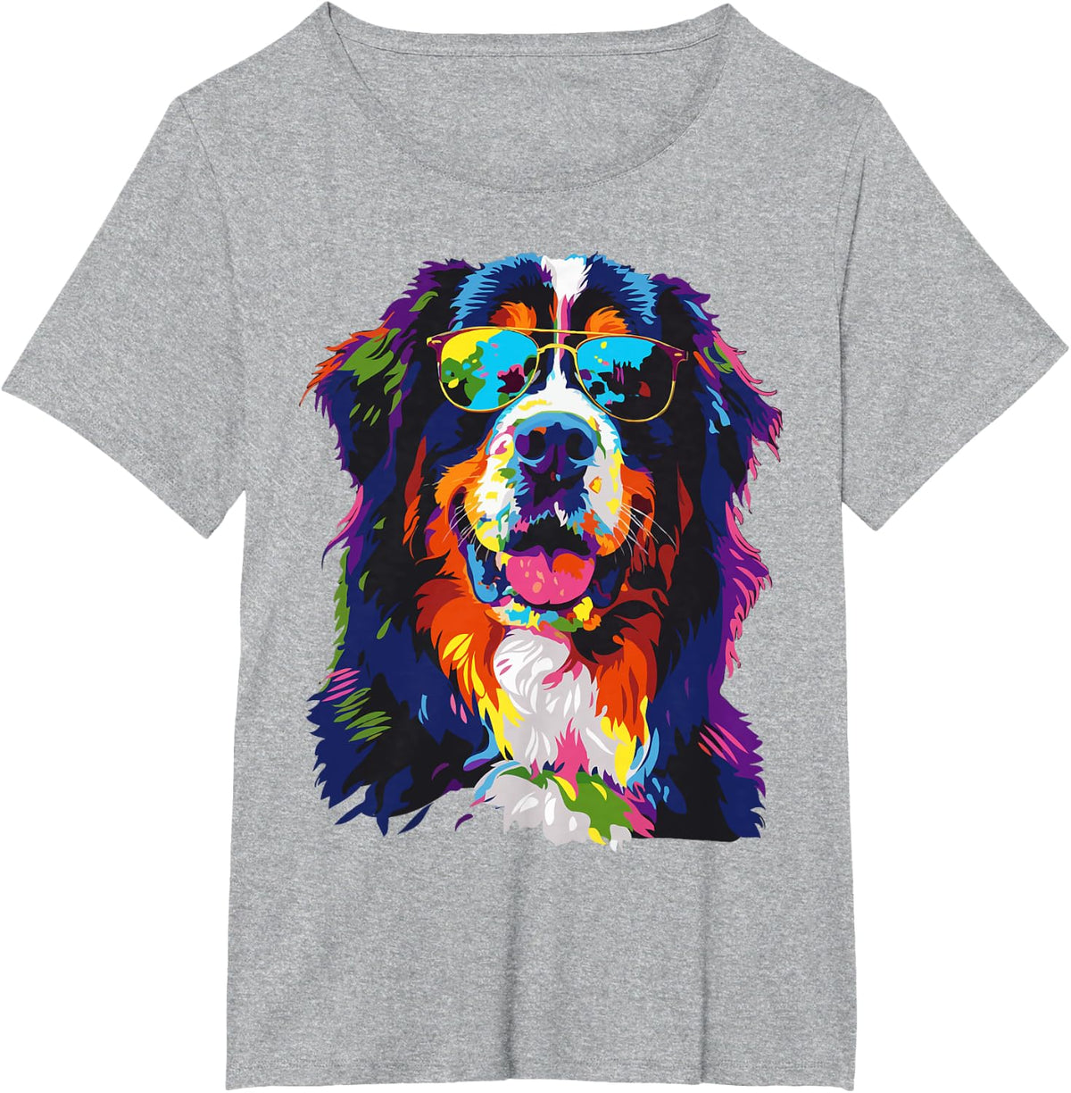 Bernese Mountain Dog Lover Pop Art Funny Mountain Dog T-Shirt - Heather Grey