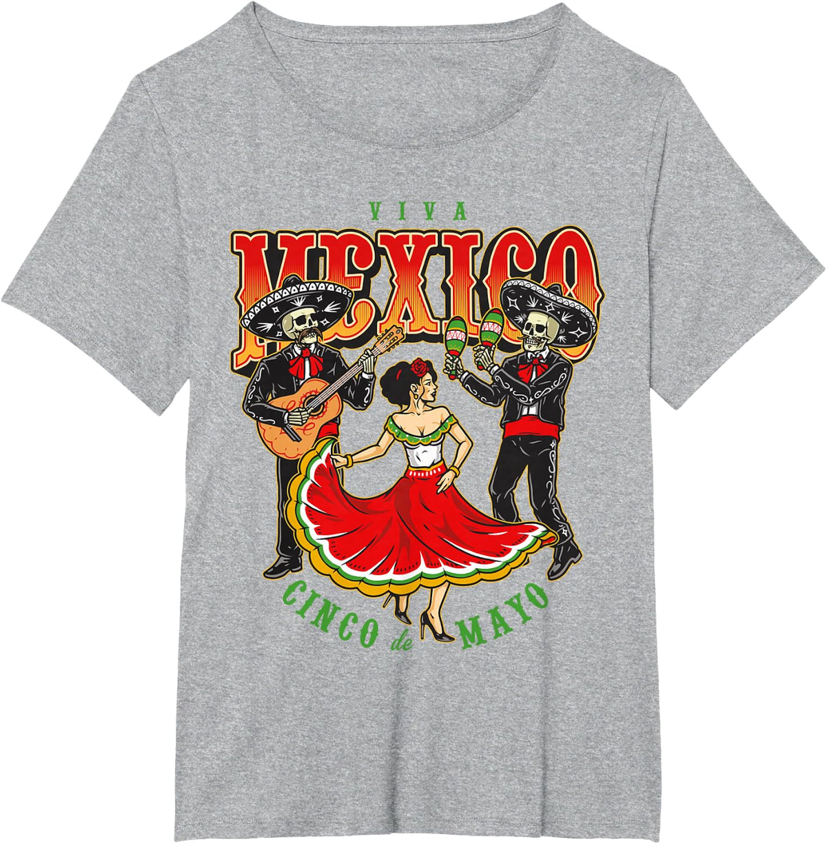 Happy 5 De Mayo Cinco de Mayo Viva Mexico Fiesta Music T-Shirt - Heather Grey
