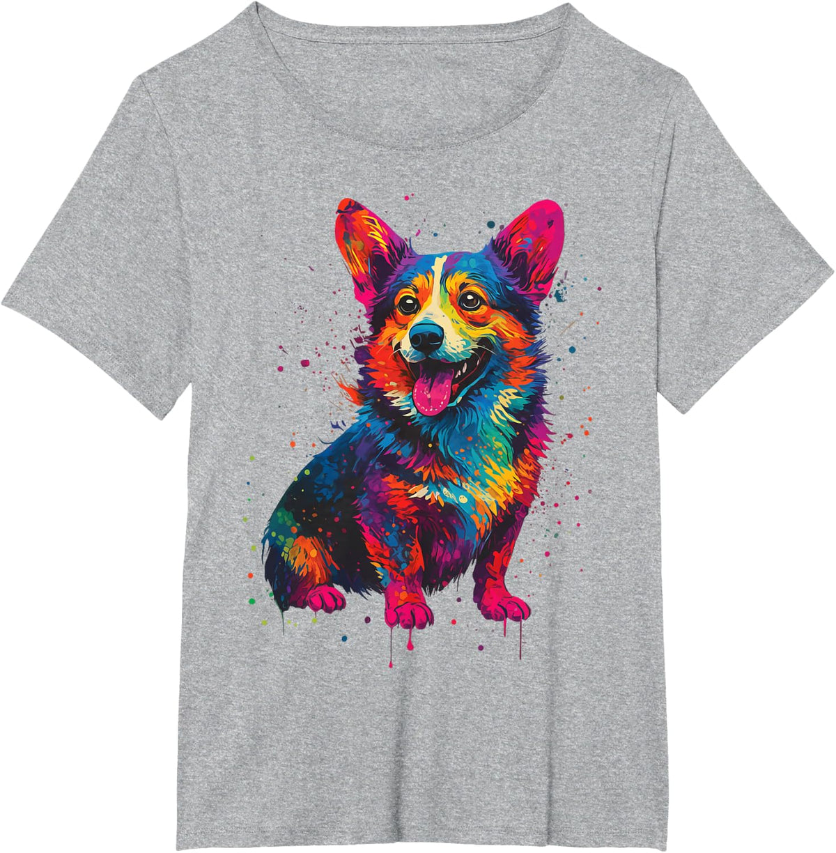 Corgi Colorful T-Shirt - Heather Grey