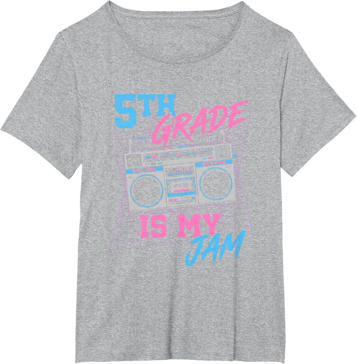 5TH Grade is My Jam Retro Back to School Boombox T-Shirt - Heather Grey