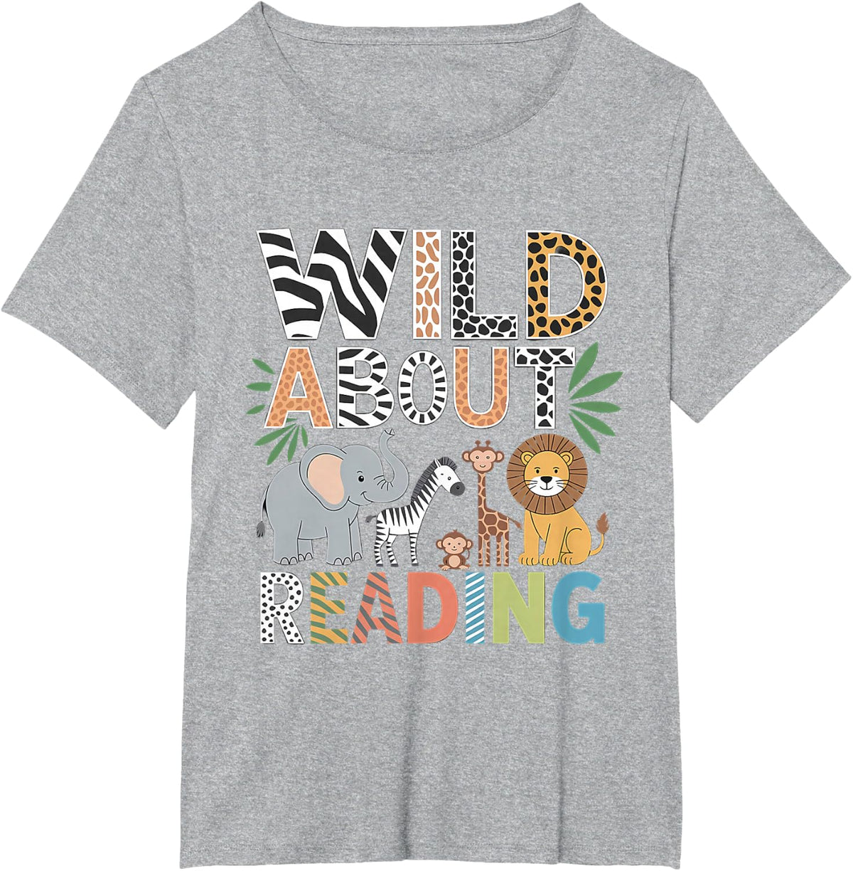 Wild About Reading Book Lover Tee Shirt For Bookworm Librarian Reader T Shirts - Heather Grey