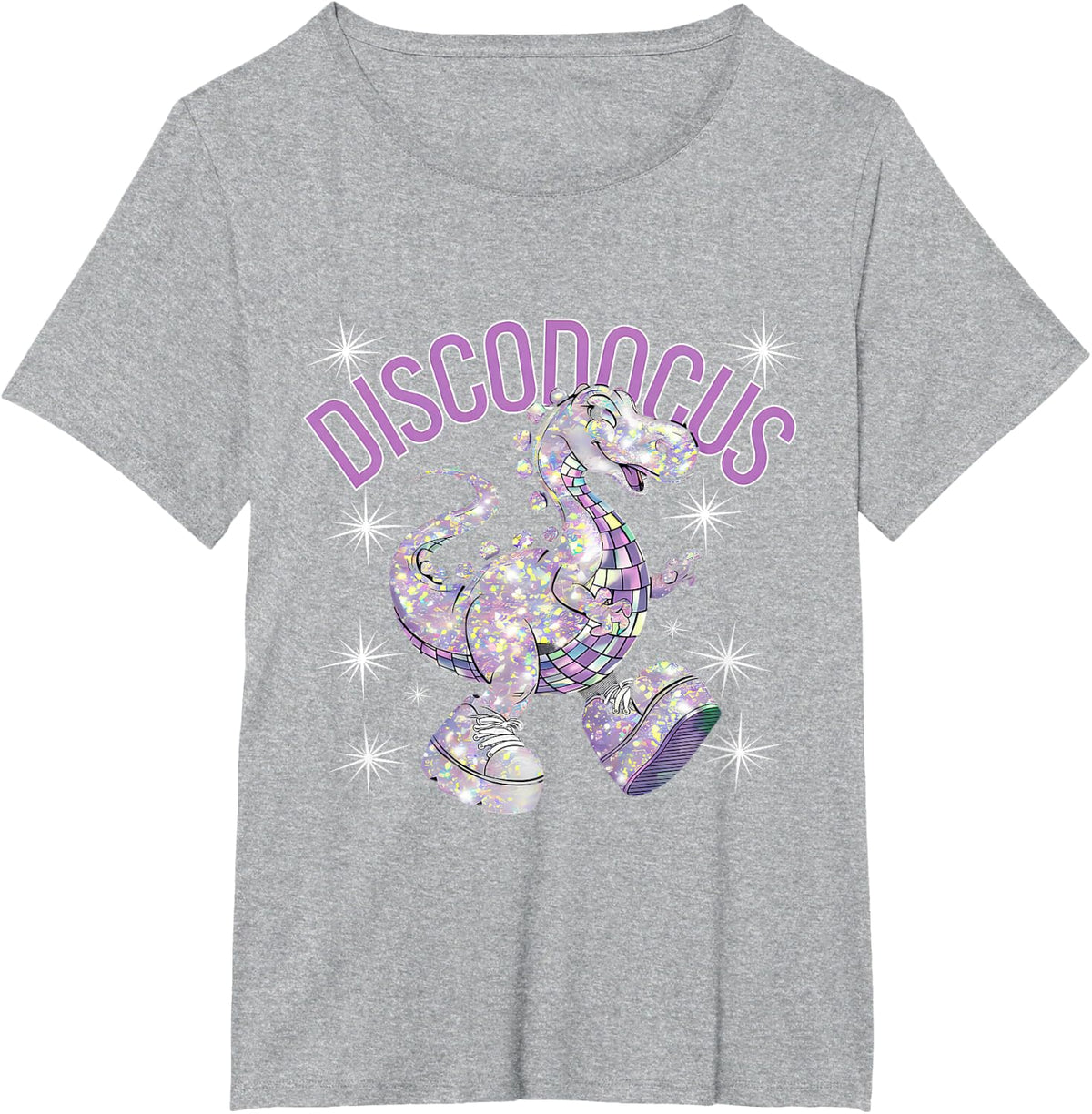 Disco Dinosaur Diplodocus 70s Dino Dancing Funny Disco Party T-Shirt - Heather Grey