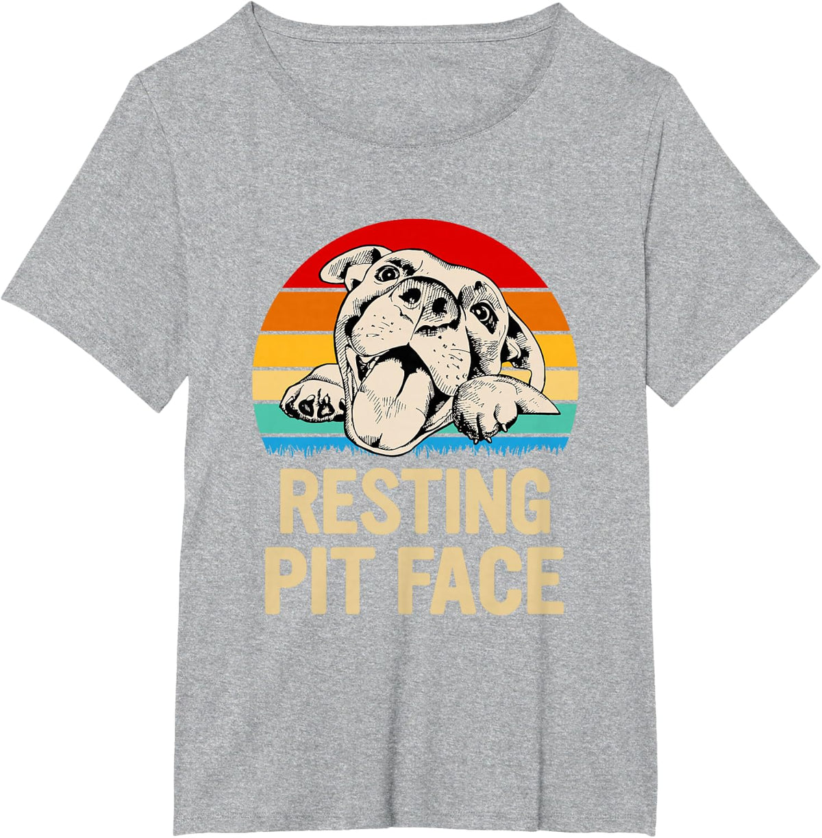 Resting Pit Face Pitbull T-Shirt Gift for Pit Bull Lovers and Pittie Owner Tees - Heather Grey
