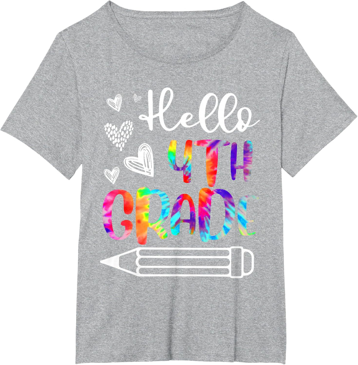 Hello First Day Of 4th Grade Teacher Student Tie Dye T-Shirt - Heather Grey