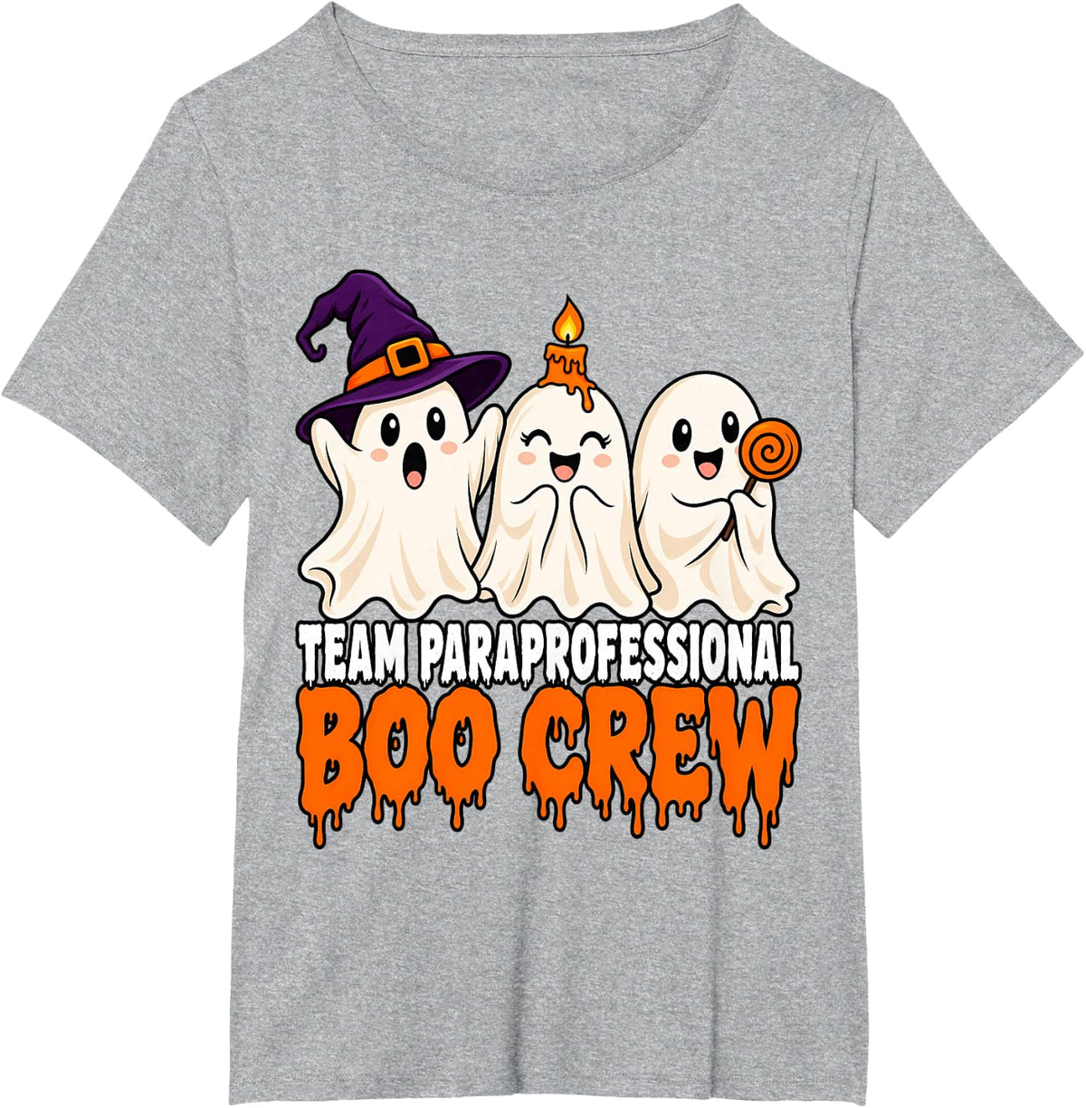 Team Paraprofessional Boo Crew Halloween Spooky School para T-Shirt - Heather Grey