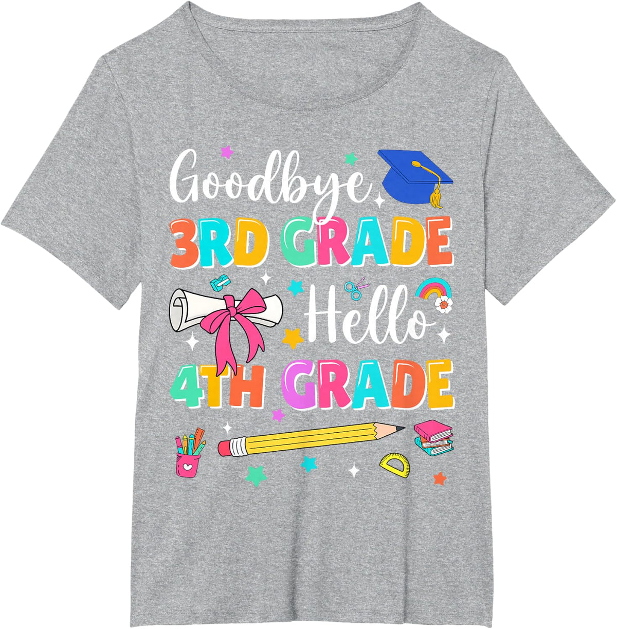 Goodbye 3rd Grade Hello 4th Grade Graduation Back To School T-Shirt - Heather Grey