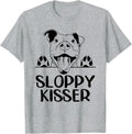 Funny Pitbull Mom Sloppy Kisser Pittie Puppy Dog Pit Bulls T-Shirt - Heather Grey