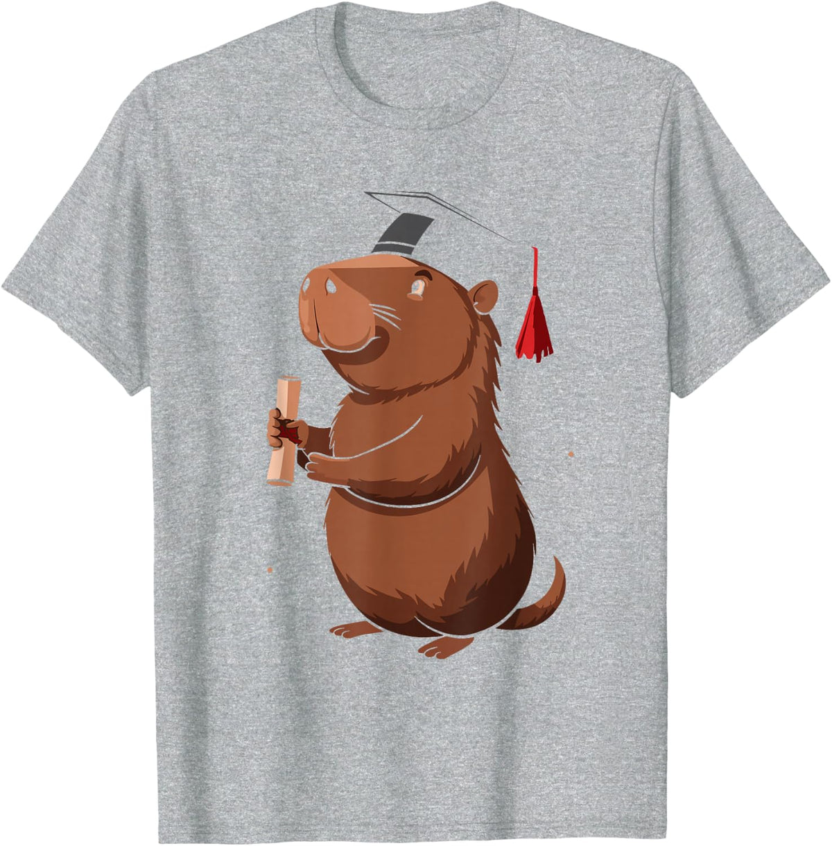 Funny Capybara Graduation Class of 2024 Graduate Hat T-Shirt - Heather Grey