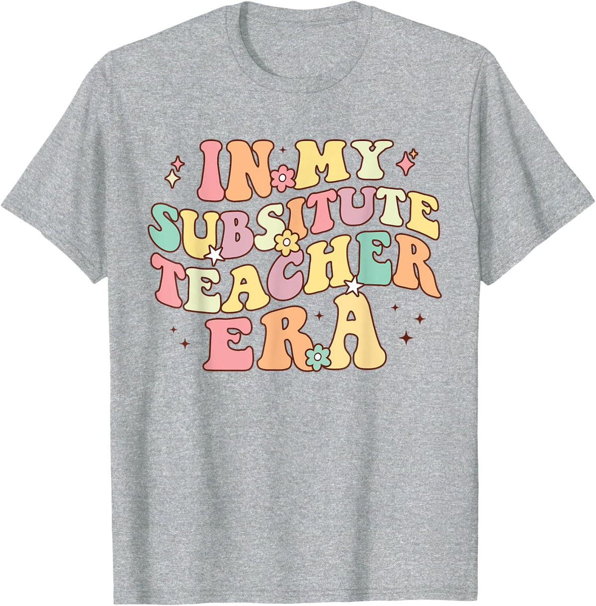 in My Substitute Teacher Era Relief Retro Back to School T-Shirt Tee for Teachers - Heather Grey