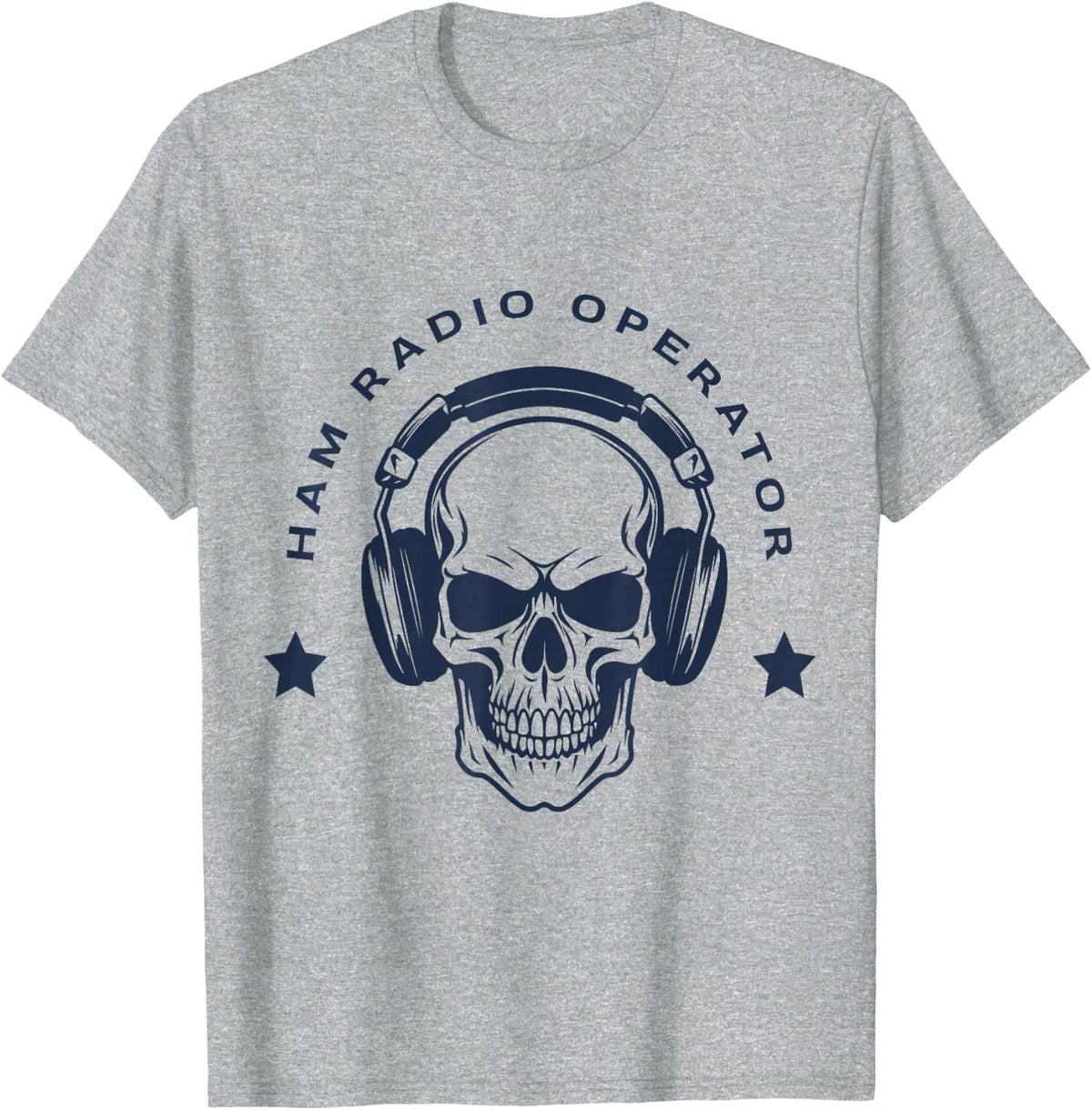 Funny Ham Radio Skull Gift for Amateur Operator T-Shirt - Heather Grey