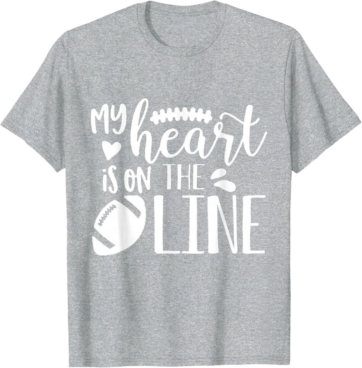 My Heart Is On The Line Offensive Lineman Football T-Shirt - Heather Grey