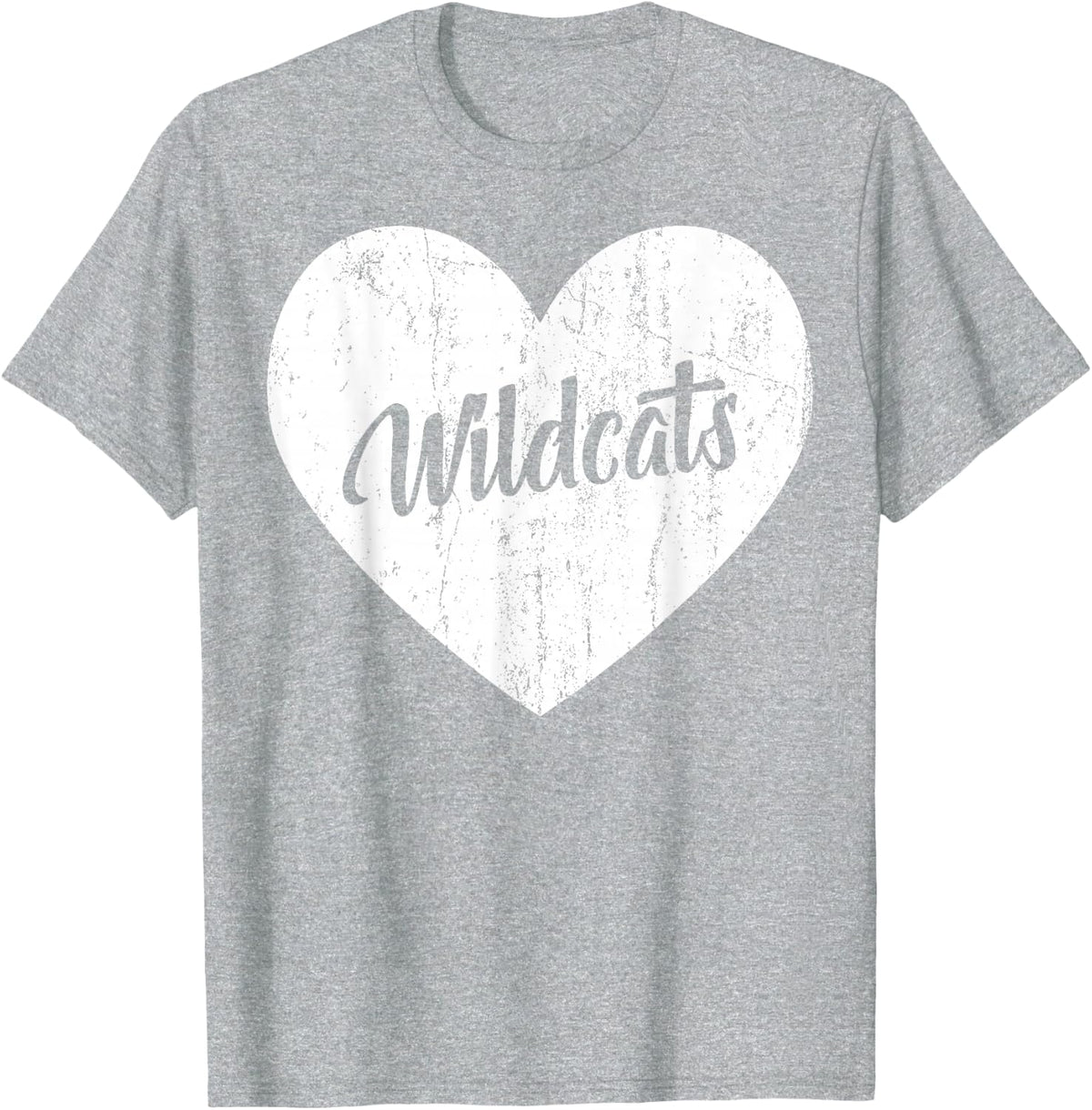 Wildcats School Sports Fan Team Spirit Mascot Heart Gift T-Shirt - Heather Grey