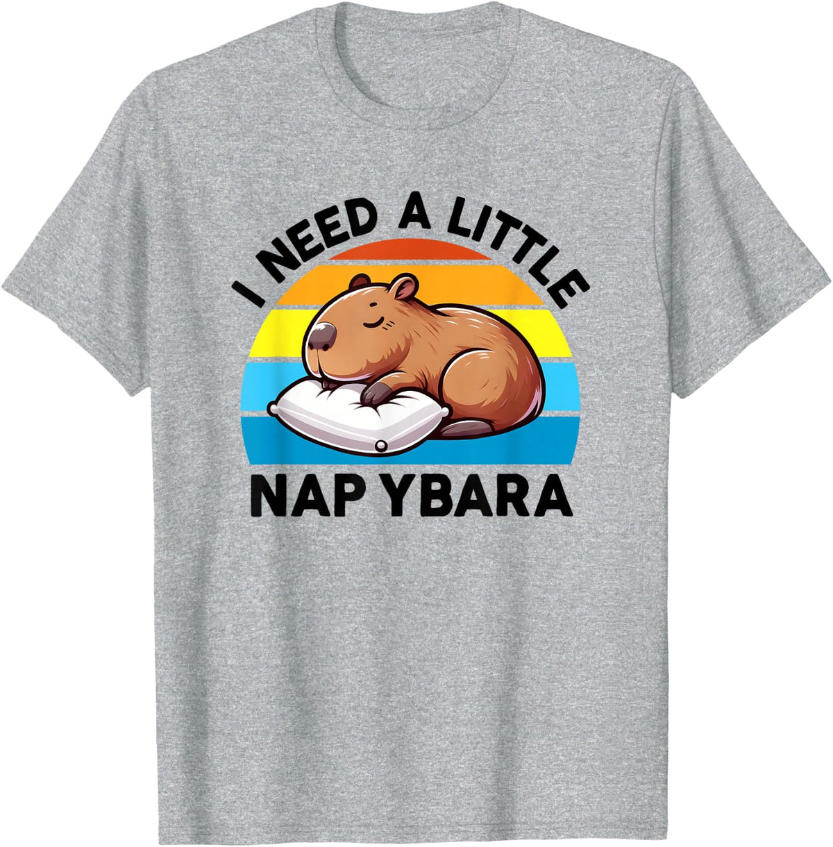 I need some Napybara Sleeping Capybara Vintage Sunset T-Shirt - Heather Grey