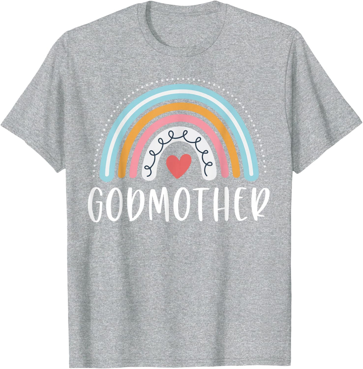 Godmother Gifts Family Rainbow Graphic T-Shirt - Heather Grey