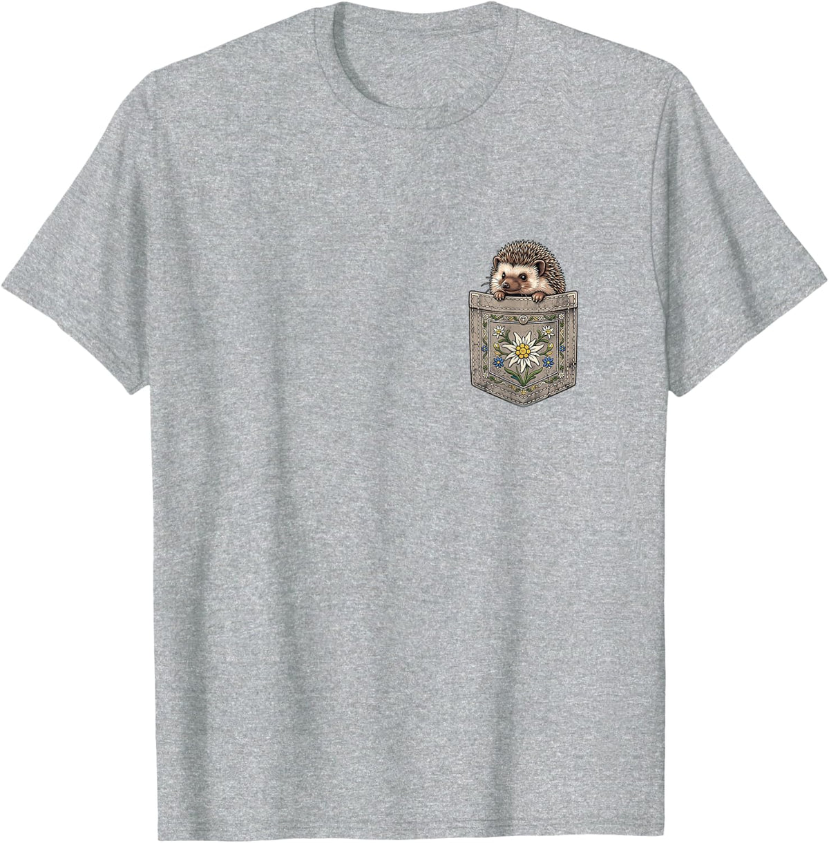 Wiesn Hedgehog Chest Pocket T-Shirt - Heather Grey
