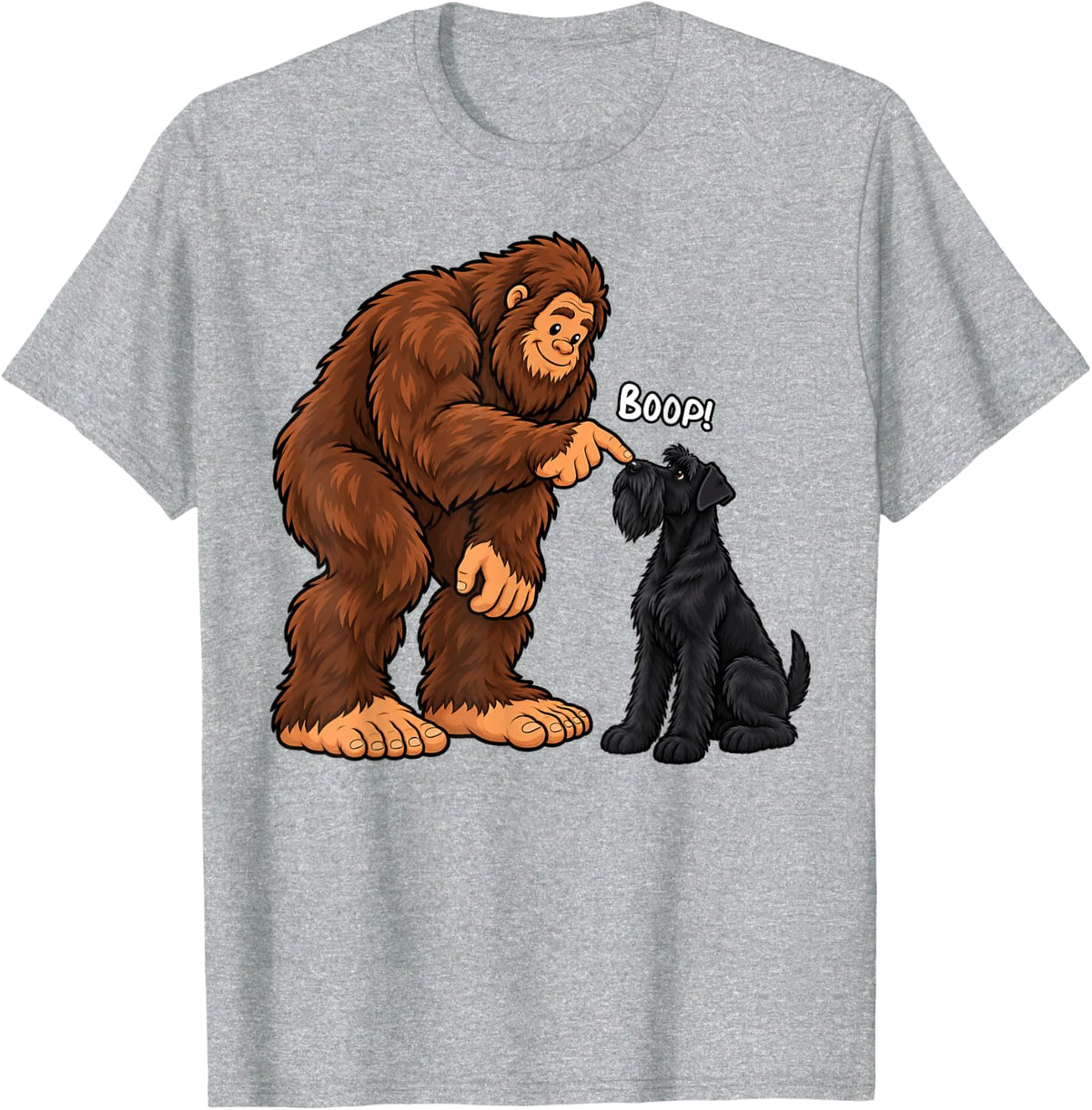 Bigfoot Boop Giant Schnauzer Funny Dog Lover T-Shirt - Heather Grey