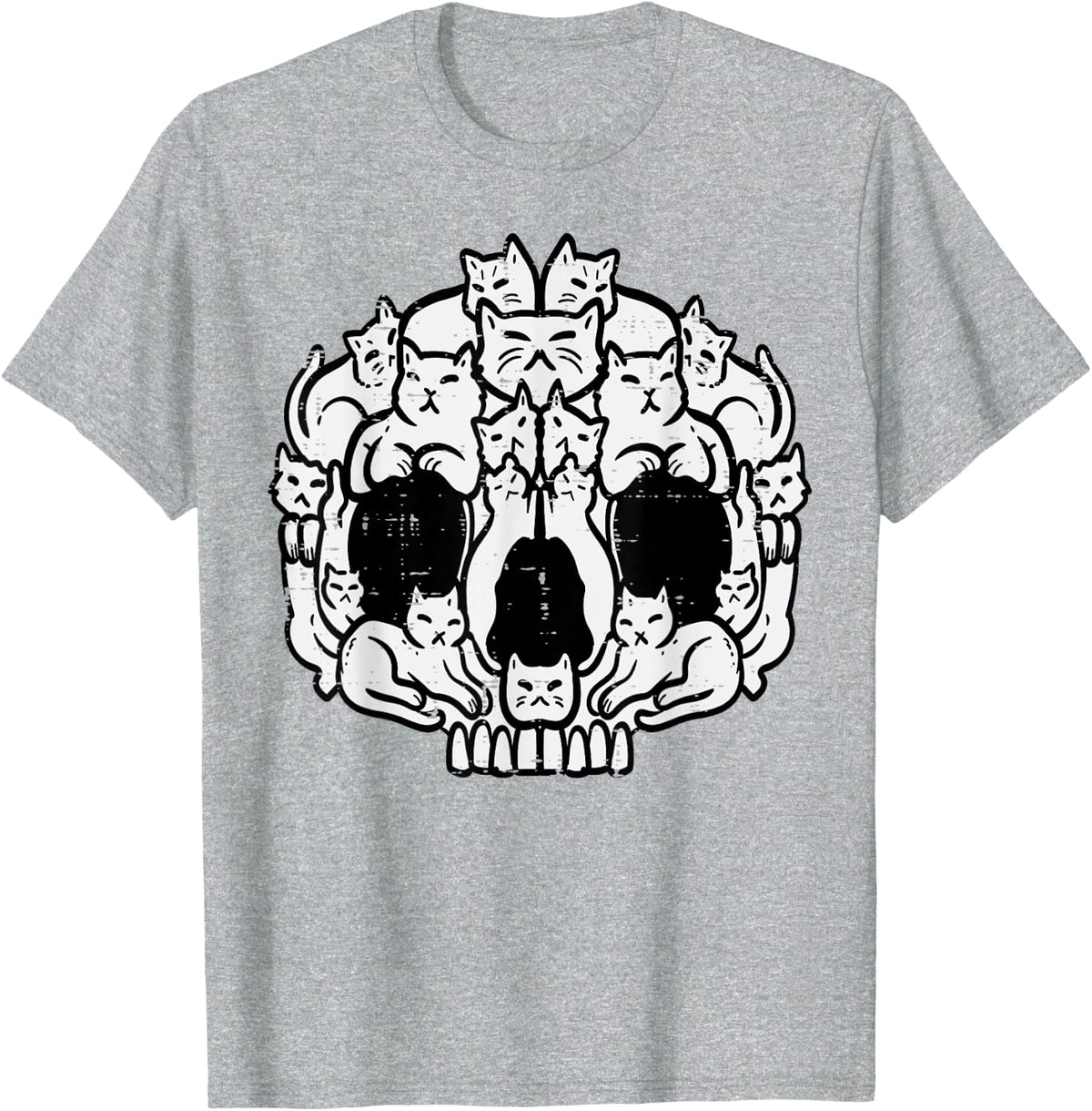 Skull Cats Kitten Kitty Skeleton Halloween Men Women Kids T-Shirt - Heather Grey