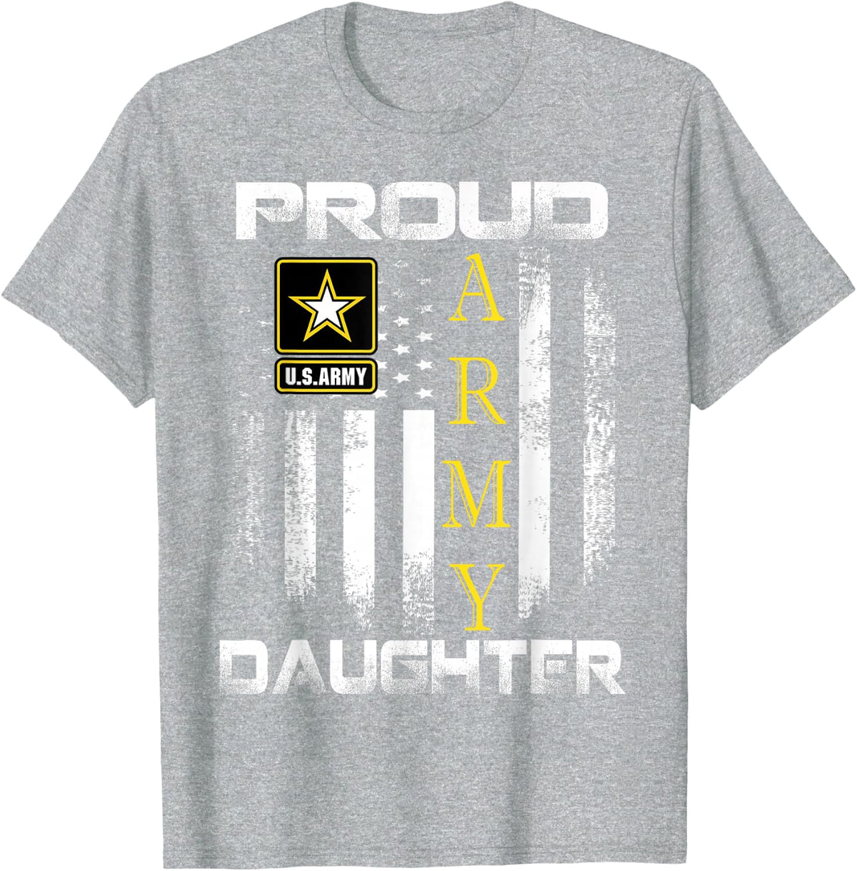 Vintage Proud Army Daughter With American Flag Gift T-Shirt - Heather Grey