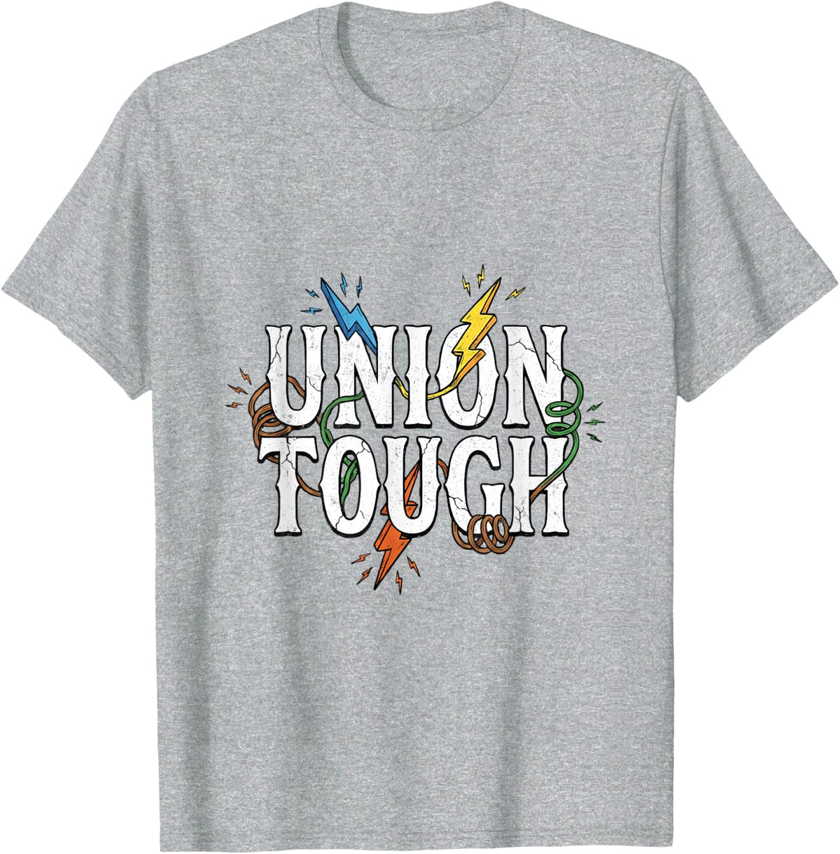 Journeyman Lineman Union Tough Electrician Worker T-Shirt - Heather Grey
