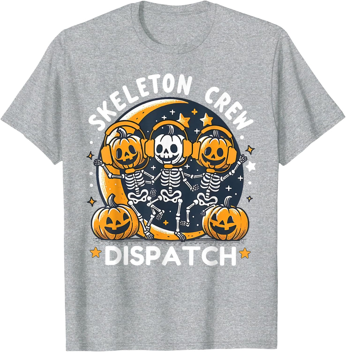 Halloween Dancing Skeleton Crew Dispatch EMS Dispatcher 911 T-Shirt - Heather Grey