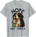Nope not Today Bernese Mountain Dog Drinking Coffee T-Shirt - Heather Grey