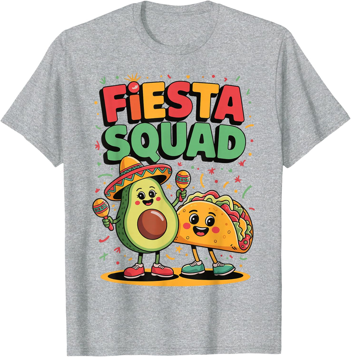 Fiesta Squad Drinking Shirt Funny Tees T Shirts for Men Women Cinco De Mayo Party - Heather Grey