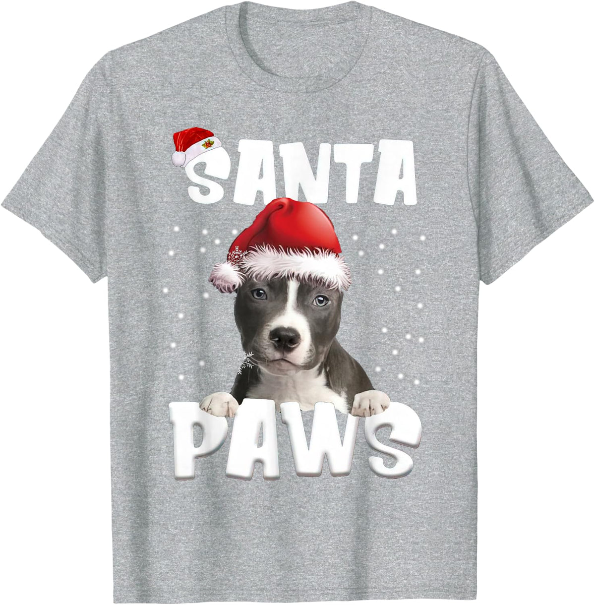 Funny BLUE Nose Pitbull Christmas Lights Tree Dog Lover Xmas T-Shirt - Heather Grey