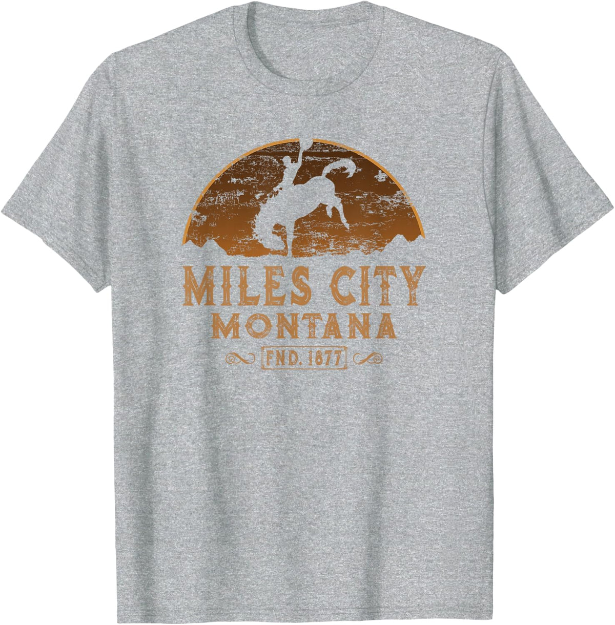 Miles City Montana MT Wild West Rodeo Cowboy T-Shirt - Heather Grey
