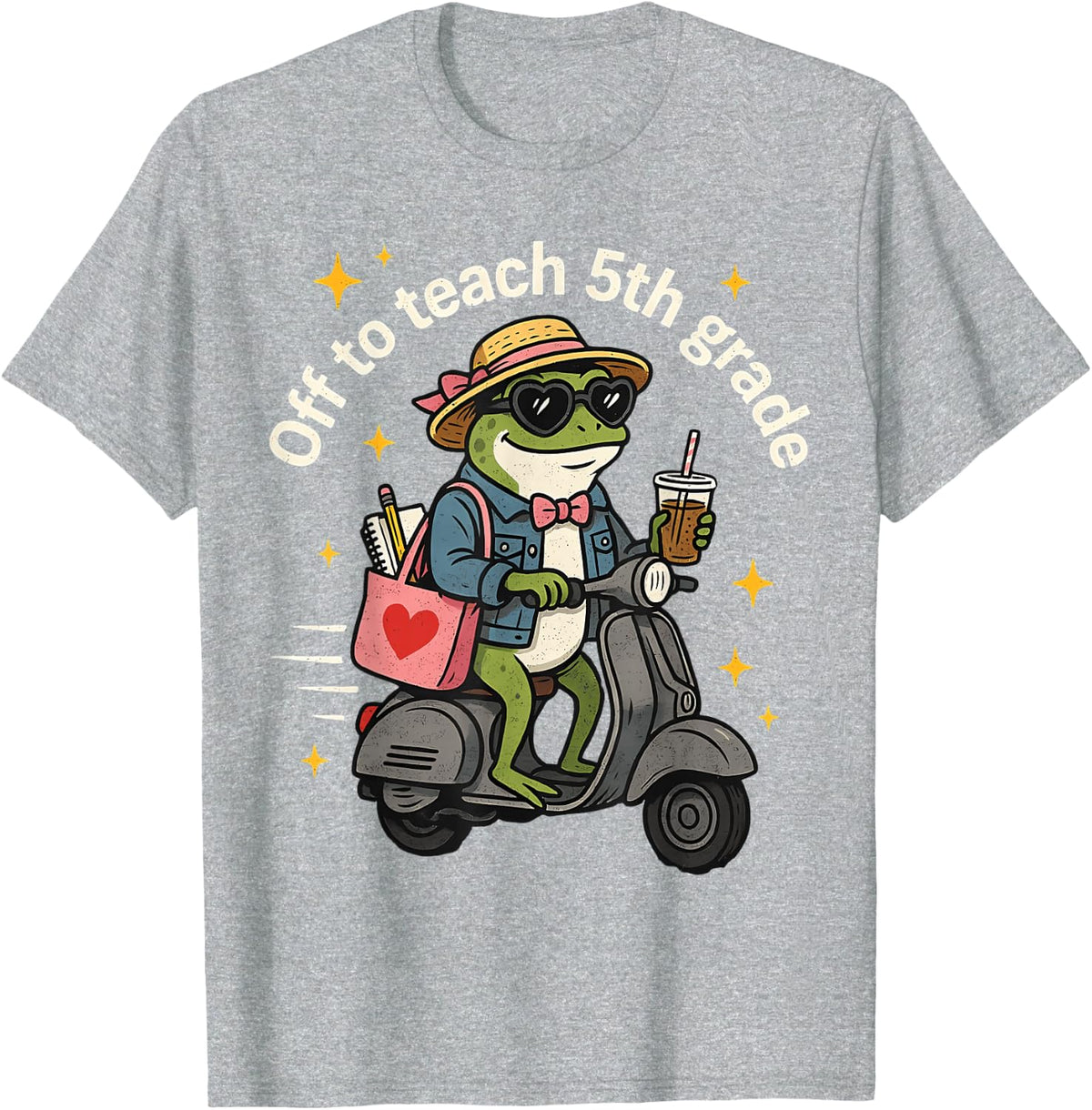 Back to School Off to Teach 5th Grade Funny Teacher T-Shirt - Heather Grey