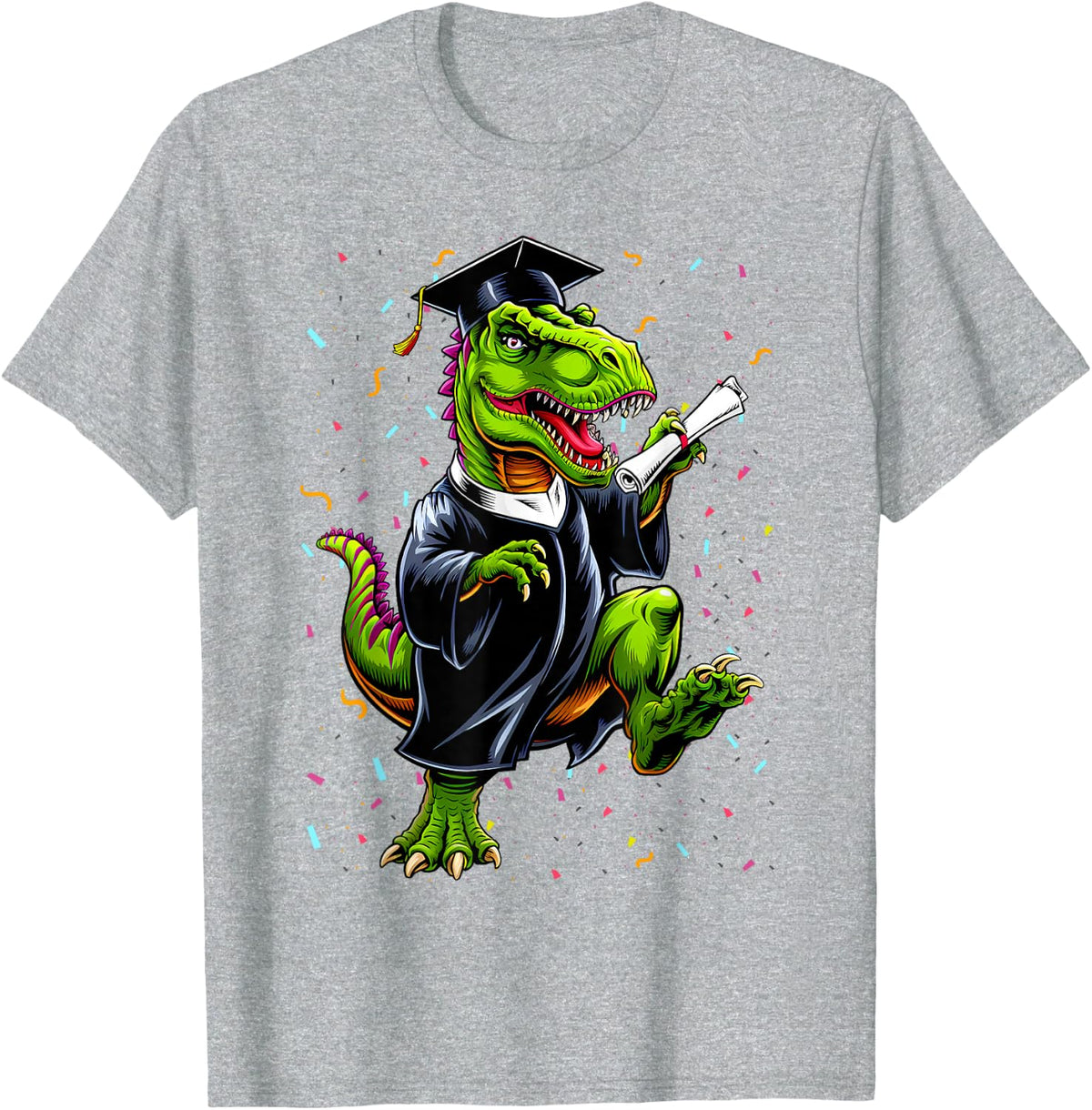 Graduation Class of 2025 Funny Dinosaur T-Rex Graduate T-Shirt - Heather Grey