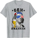 Ben Drankin Funny Patriotic Us Flag History 4th of July Beer T-Shirt - Heather Grey