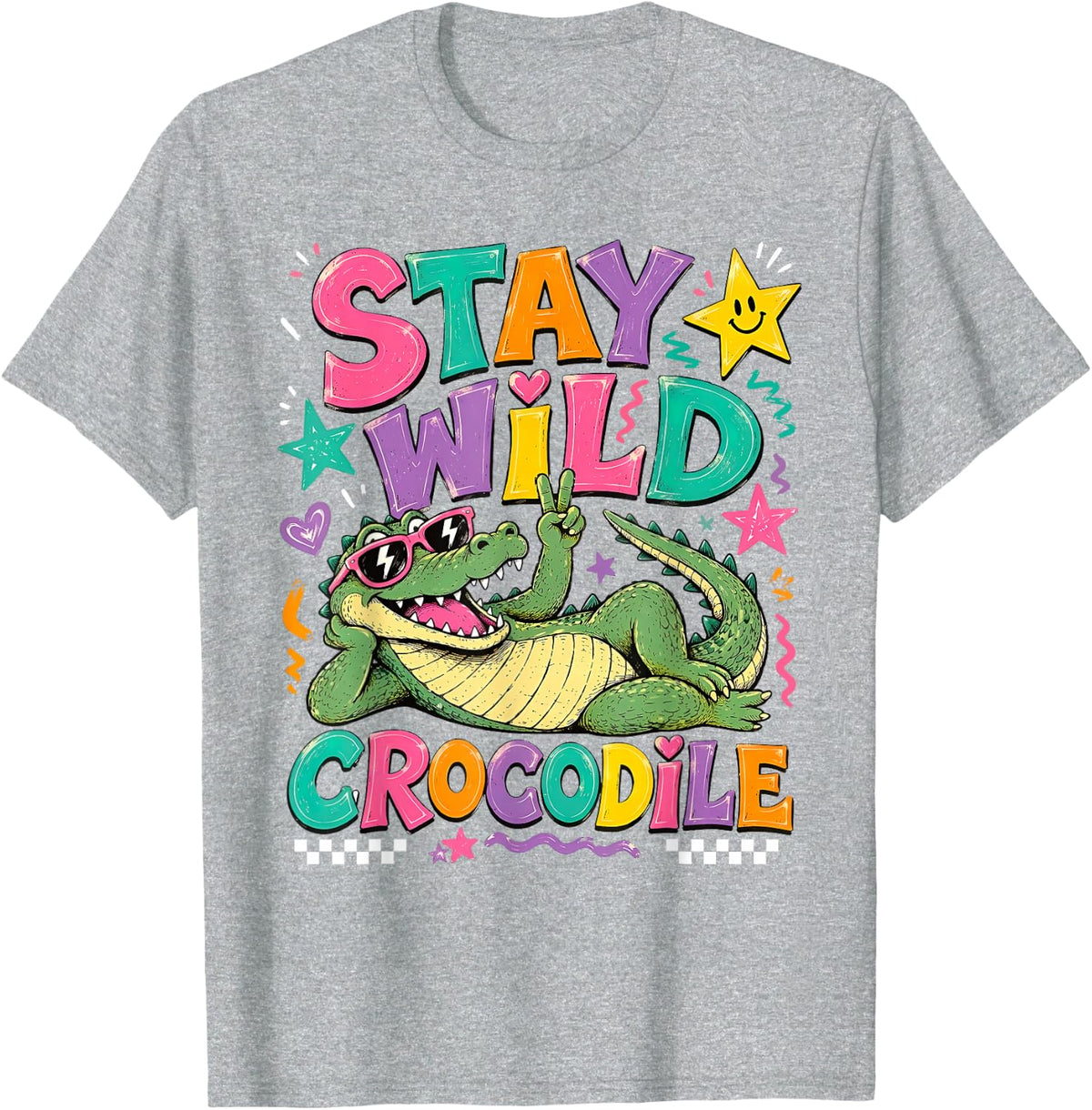 Stay Wild Teacher Crocodile Paraprofessional SPED Educator T-Shirt - Heather Grey